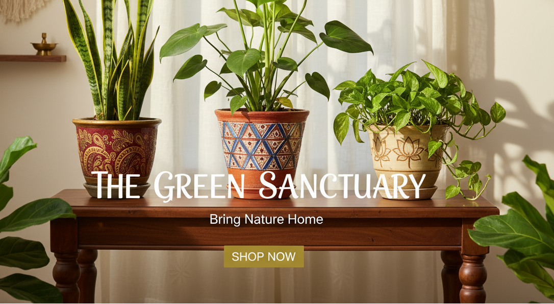 baner for indoor plants website , attractive poster indian website sell indoor planyts 